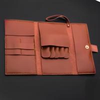 Boho Brown Leather Scissor Wallet - 5 Pocket Artisan Case (SKU: JUN-jP-5pc-Leather-BRP-01)
