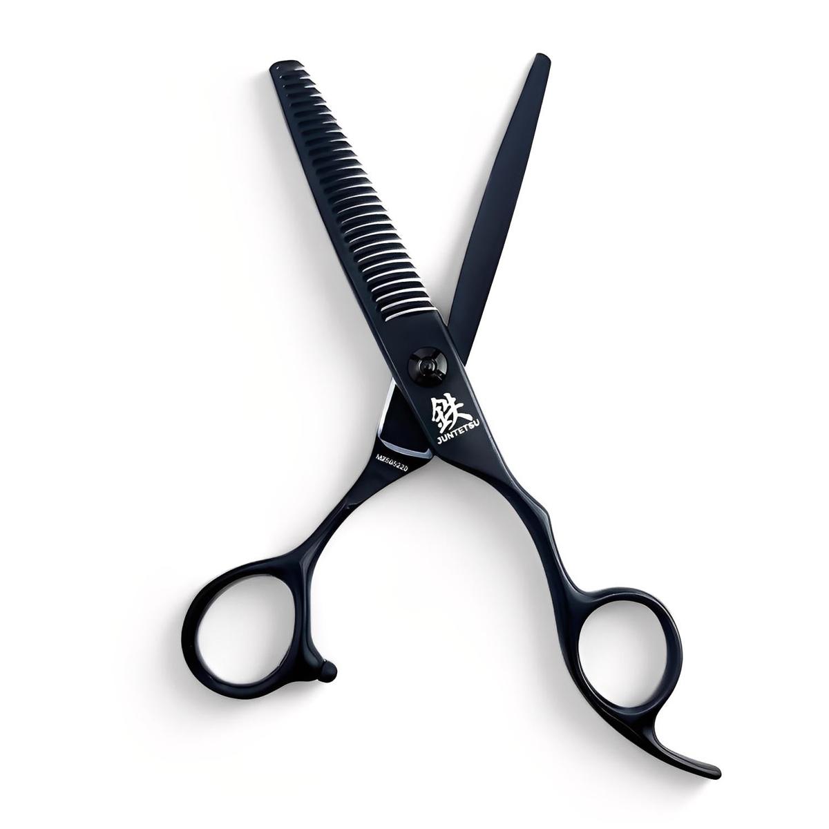 Juntetsu Matte Black Offset Thinning Scissors (SKU: JUN-JMTB-T30)