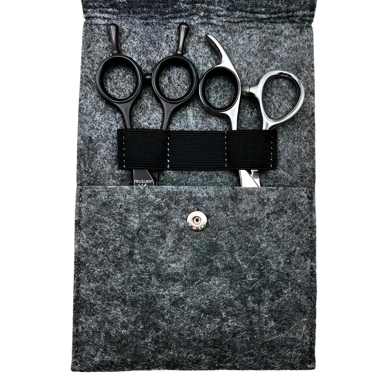 Mina dual felt case open showing elastic compartments