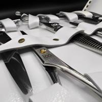 Premium White Leather Scissor Case - 5 Scissor Pocket (SKU: JUN-CASE-W10PC)