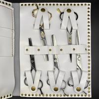 Premium White Leather Scissor Case - 5 Scissor Pocket (SKU: JUN-CASE-W10PC)