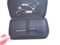 4pcs - Black Checkered Leather Scissors Pouch