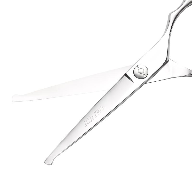 Ichiro Kids Ergo Hair Cutting Scissors, open, angled blade view