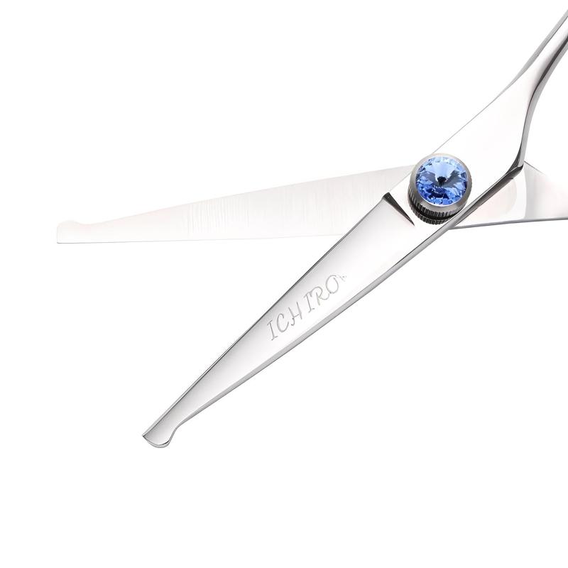 Ichiro Kids Gem Hair Cutting Scissors, open, angled blade view