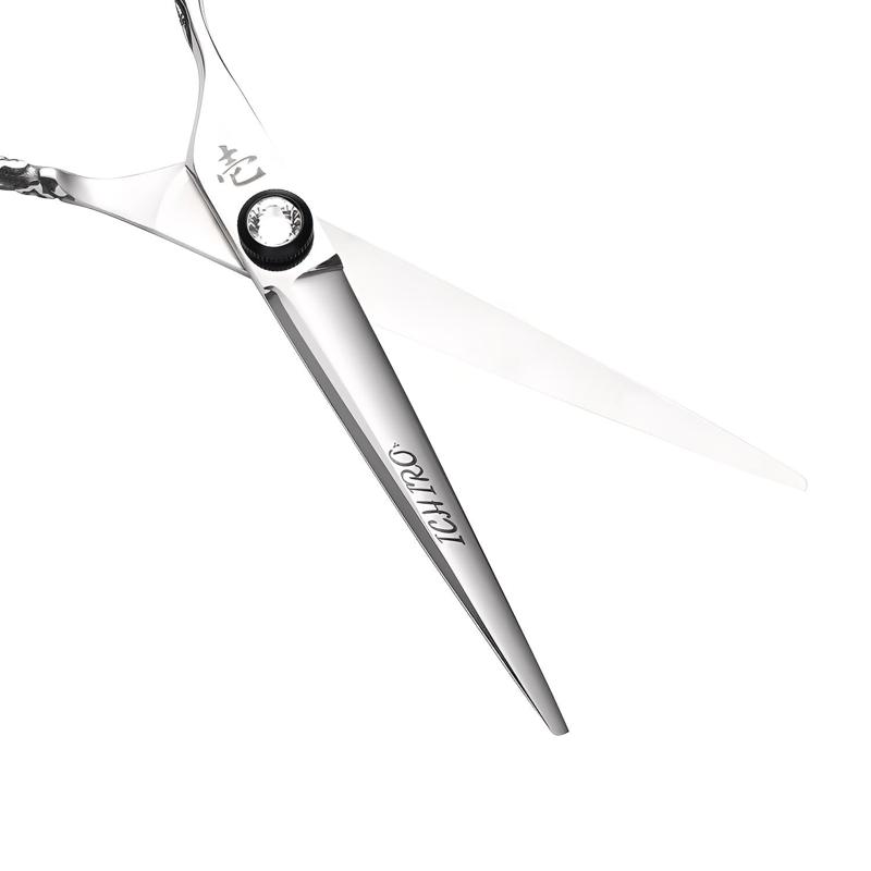 Ichiro Rose Lefty Cutting Scissors (6.0″), open, angled blade view