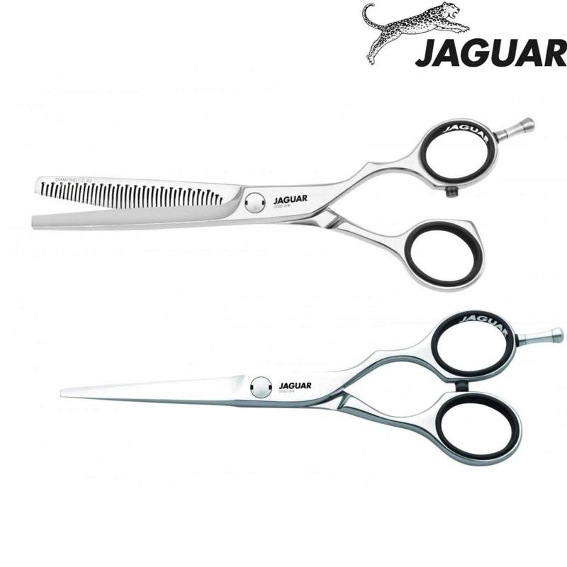 Jaguar Gold Line Diamond Classic Hairdressing Scissor Set, thinner and cutter, side view