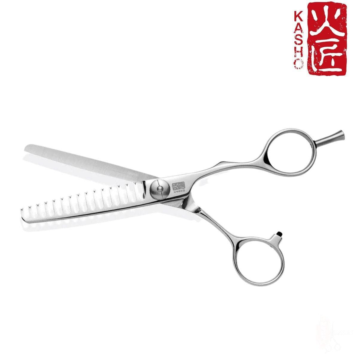 Kasho Design Master reversed thinning scissors teeth detail