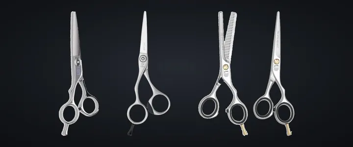Yasaka and Joewell left-handed cutters beside a Jaguar left-handed cutter and thinner pair
