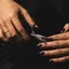 Professional hands holding premium cutting shears
