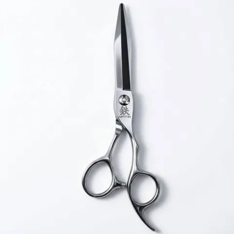 Juntetsu Sword cutting scissor with an offset handle and an angled, ridged blade.