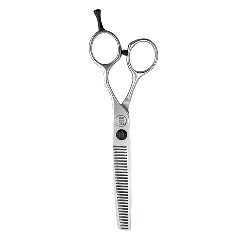 Mina Classic II thinning scissor with a toothed blade and offset handle.