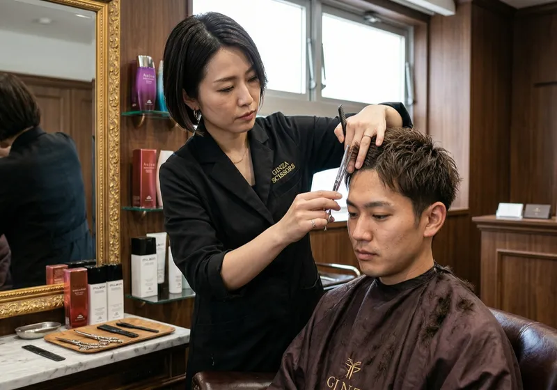 Barber cutting a client's hair