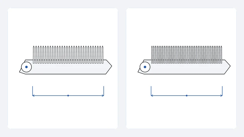 Side-by-side diagrams of a 30-tooth and a 40-tooth thinning blade.
