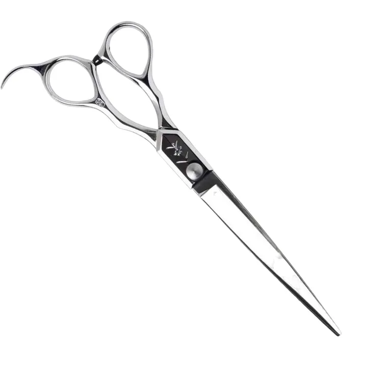Yasaka 7.0″ barber cutting scissor with offset rings and a long blade.